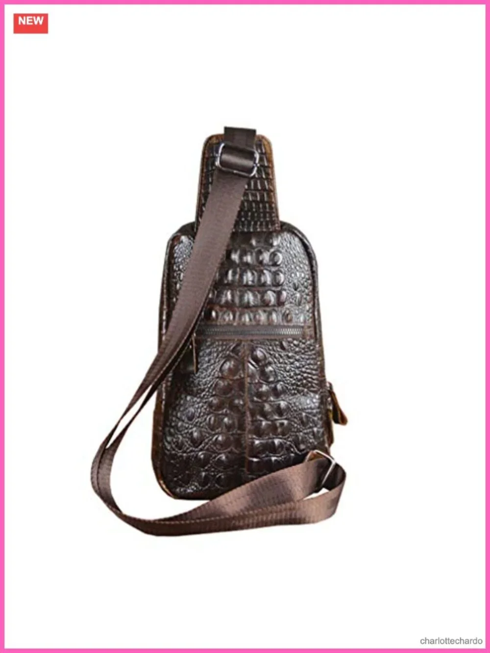 Genuine Leather Crocodile Sling Backpack for Men Travel Hiking Camping